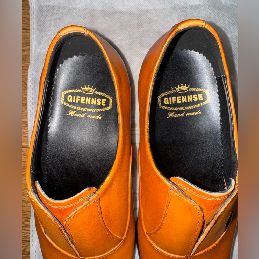 Gifennse Handmade Leather dress shoe's slip on loafers brown Men's size 7.5/39 - Picture 4 of 15